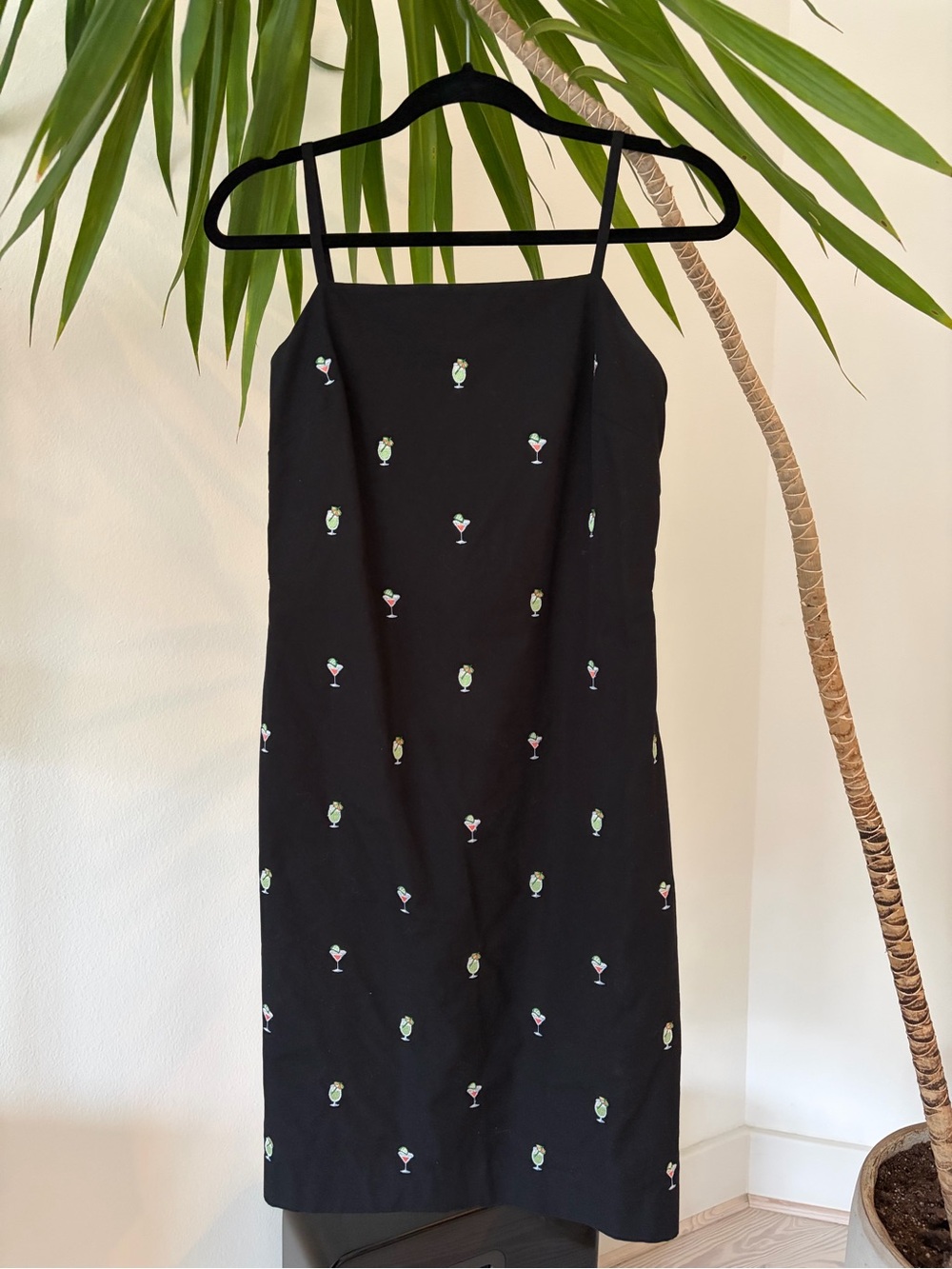 Brooks Brothers Black Dress with Tiny Cocktail Embroidery
